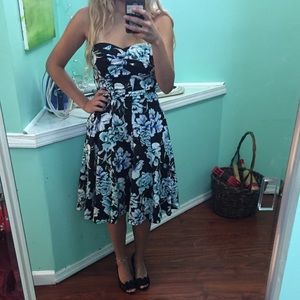 White house Black market floral strapless dress